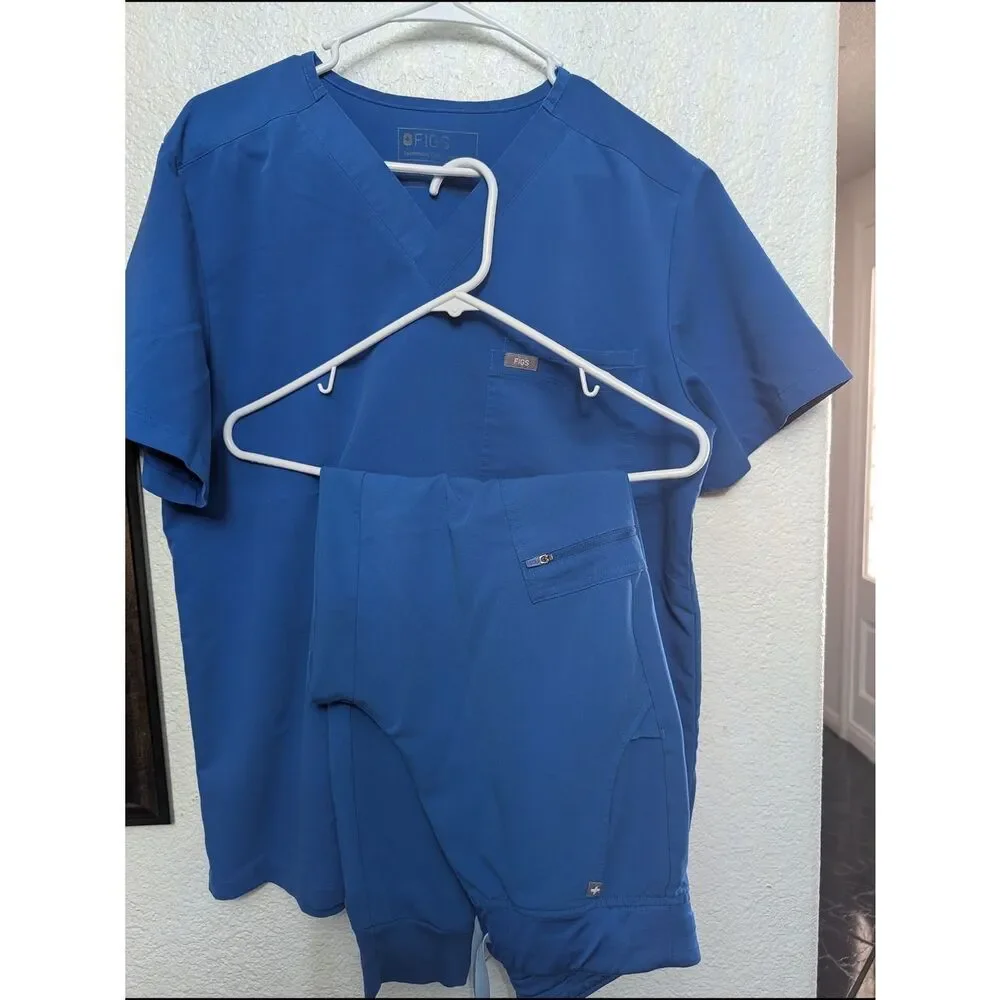 FIGS Royal Blue Scrub Set - Top & Pants Size Medium